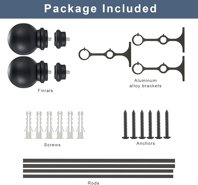 Double Curtain Rod 48 to 84 inch, Adjustable 1 inch Double Drapery Rod Rods - Image 4