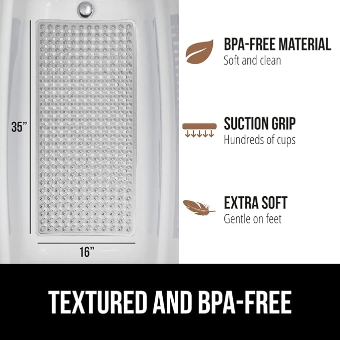GORILLA GRIP Patented Bath Tub Shower Mat, Machine Washable Bathtub Floor Liner - Image 5