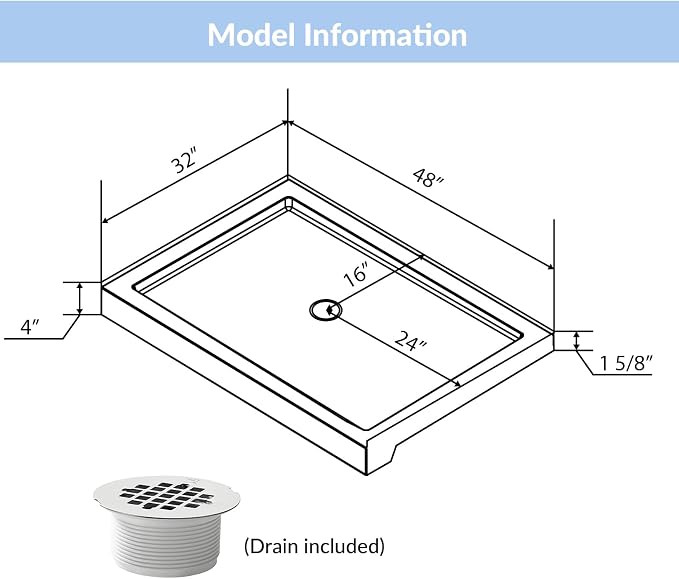 MORVANO 48" X 32" Shower Base - Image 2