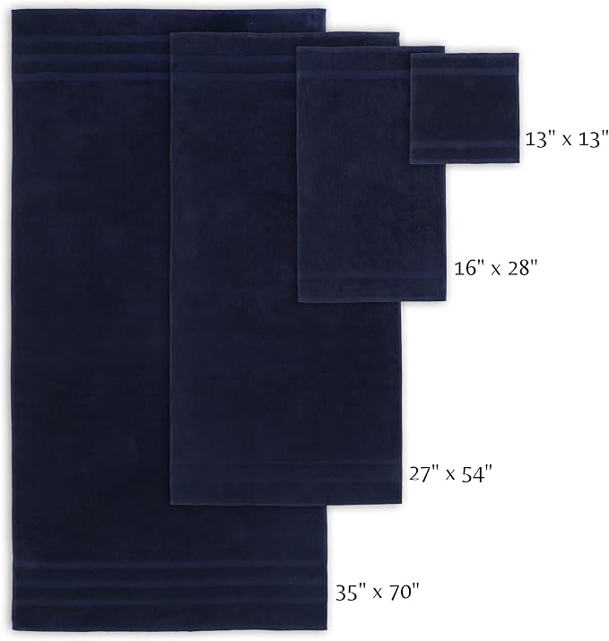 SOFE H&L | Olea Luxury Turkish Cotton Hand Towels Set of 4 Navy | Premium - Image 4