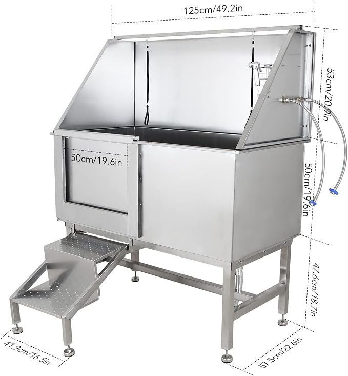 Towallmark 50" Dog Grooming Bathing Station, Professional Stainless Steel Pet - Image 5
