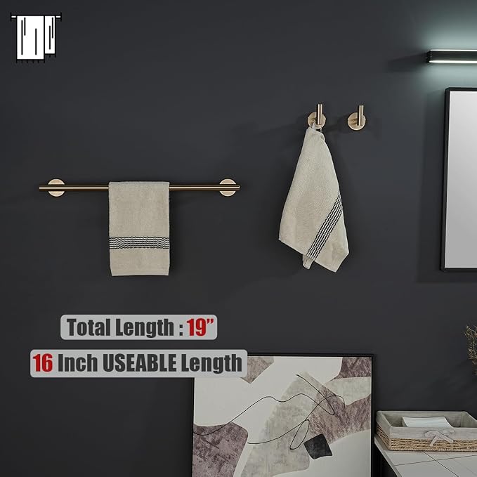 JQK Champagne Bronze Towel Bar, 19 Inch 304 Stainless Steel Thicken 0.8mm Towel - Image 3