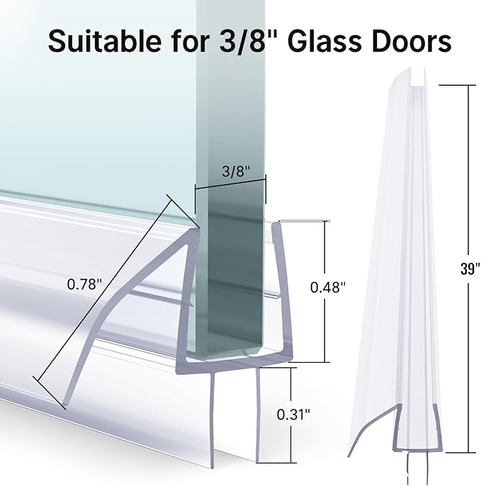 AmazerBath Frameless Shower Door Bottom Seal 39 inch - Image 2