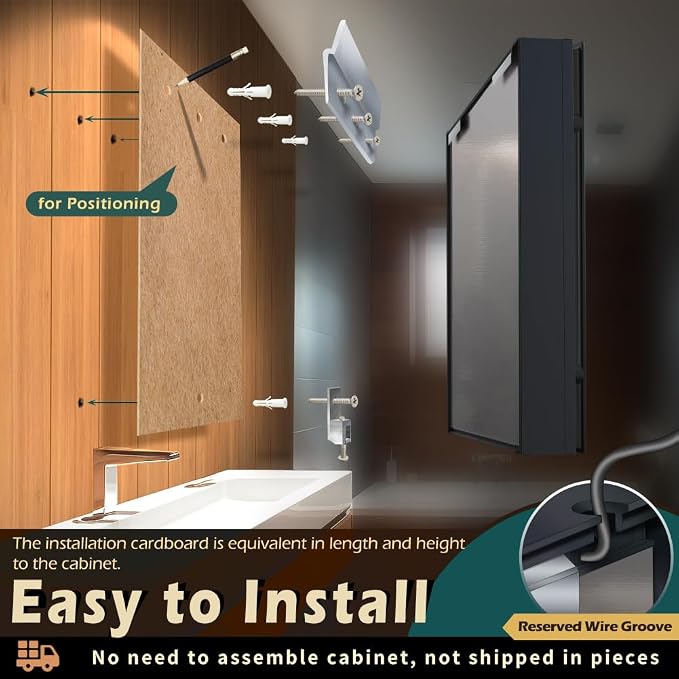 KWW 30 x 28 Inch Double Doors LED Lighted Bathroom Medicine Cabinet, 3 Color - Image 7