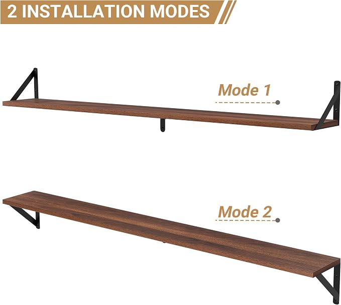 Heimlove 48 Inch Large Wall Bookshelves Set of 3, Wall Mounted Bookshelves - Image 8