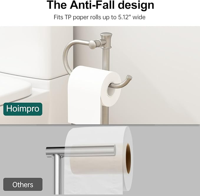 Hoimpro 25" Toilet Paper Holder Free Standing, Floor Bathroom Toilet Paper - Image 4