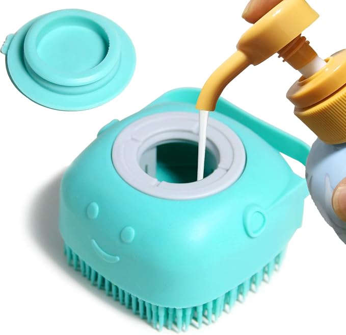 Pet Bath Brush Dog Baths Brush Shampoo Dispenser Soft Silicone Dog Bathing by Woleigiao