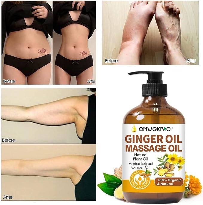 Ginger Oil, Ginger Massage Oil for Lymphatic Drainage, Natural Body Oil for Skin - Image 3