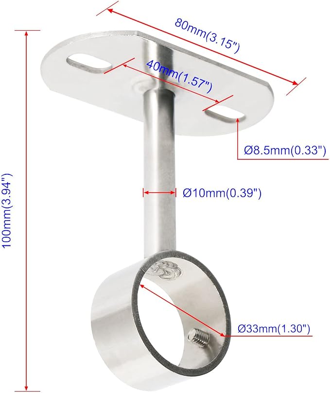 2Pcs ID32mm, Clothes Rail mounting Bracket, Shower Curtain Closet tie Rod - Image 2