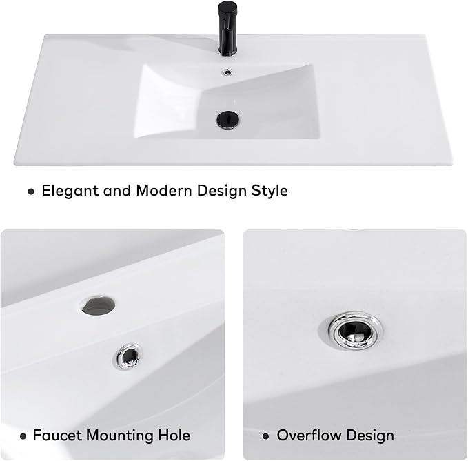 36" Bathroom Vanity with Sink, Freestanding Bathroom Vanity with Integrated - Image 6