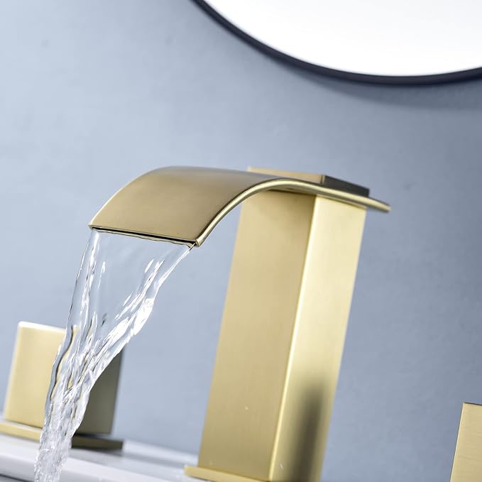 Luxury Brass 8 Inch Modern Widespread Waterfall Bathroom Sink Faucets - Image 5