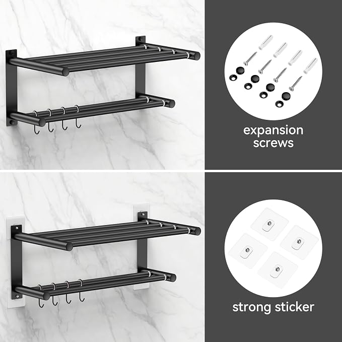 Black Adjustable Black Towel Bar - Image 4