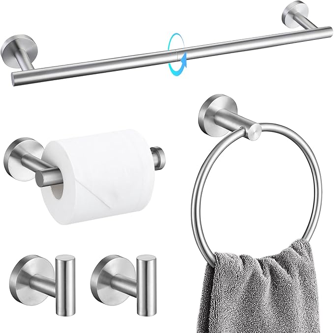 TQKAG Bathroom Towel Bar Holder Sets Brushed Nickel 23.6 Inch Round Stainless by TQKAG