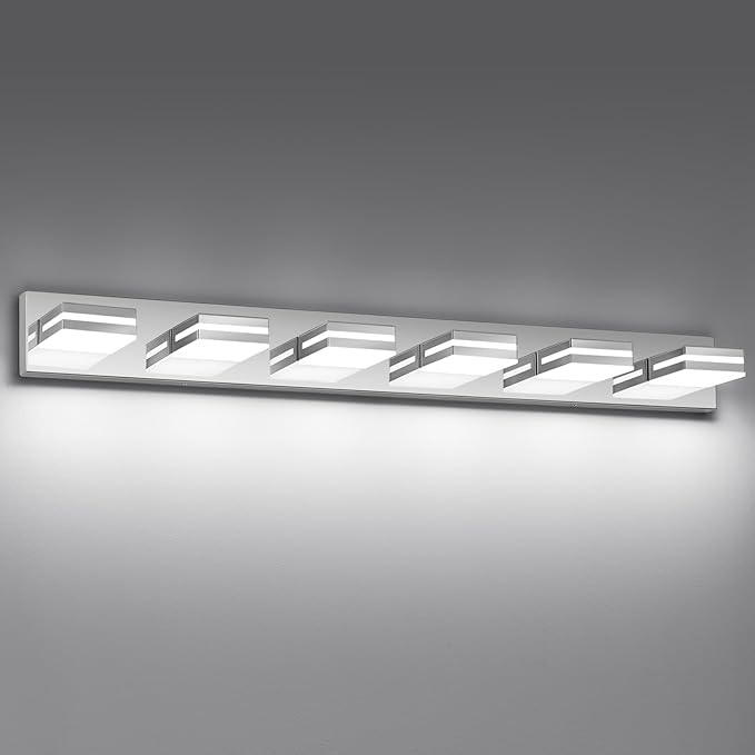 Modern LED Bathroom Lights Fixtures, Stainless Steel Chrome Acrylic Wall by JZEKVN