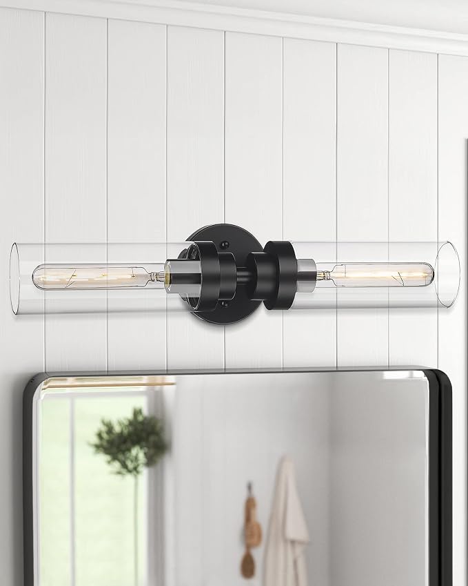 Emak 22 Inch Black Bathroom Light Fixtures Over Mirror, 2-Light Bathroom Vanity - Image 7