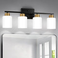 Black and Gold Bathroom Light Fixtures, 4-Light Modern Vanity Light Over Mirror by FonmYim