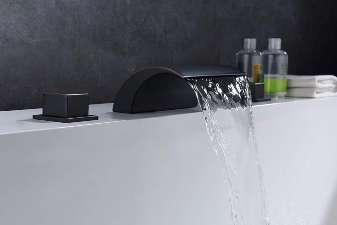sumerain Roman Tub Faucets Oil Rubbed Bronze, Waterfall Tub Filler Faucet - Image 4