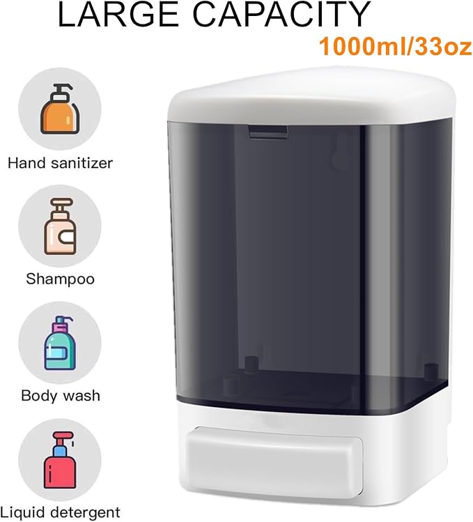 6-Pack Soap Dispenser Wall Mount 1000ml –Commercial Heavy-Duty Plastic Liquid - Image 2
