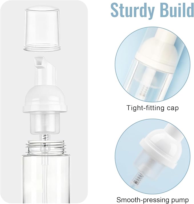 5 Pack 2 oz Travel Foam Pump Bottle, 60 ml Foam Dispenser, Hair Mousse - Image 4