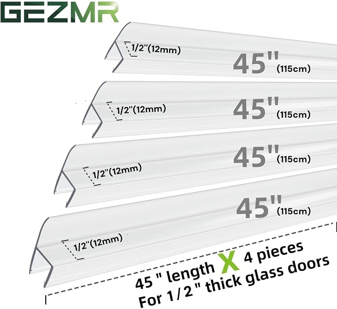 4-Pack Frameless Shower Door Side Seal Strip Shower Door Bottom Sweep Seal - Image 2