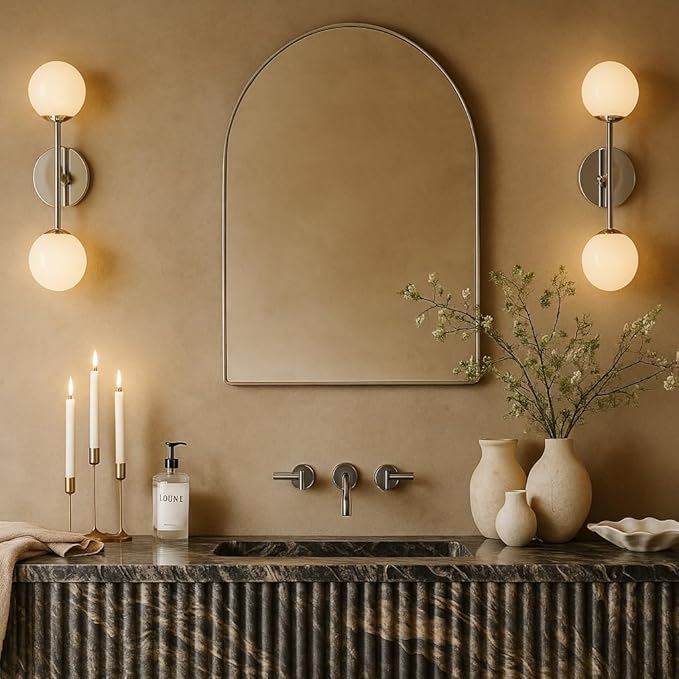 TEHOME 24 x 36'' Brushed Nickel Arch Bathroom Medicine Cabinet - Image 4