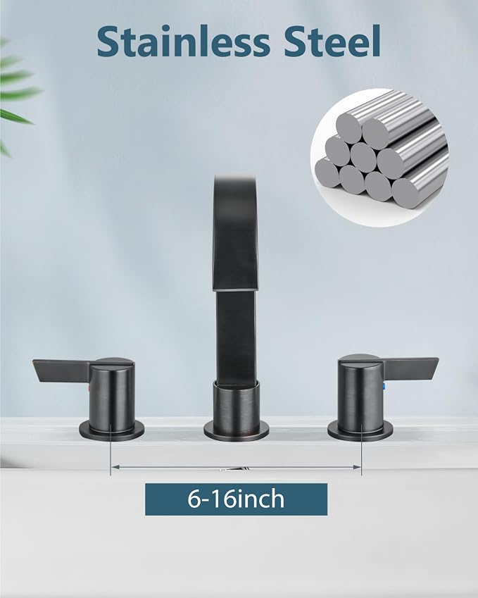 Aolemi Bathroom Faucets 3 Hole, 8 Inch Widespread Waterfall Bathroom Sink Faucet - Image 4