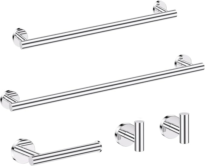 5 Pieces Bathroom Hardware Set, 23.6-inch+15.35-inch Bathroom Towel bar SUS304 by LairuierBathroomHardwareSet
