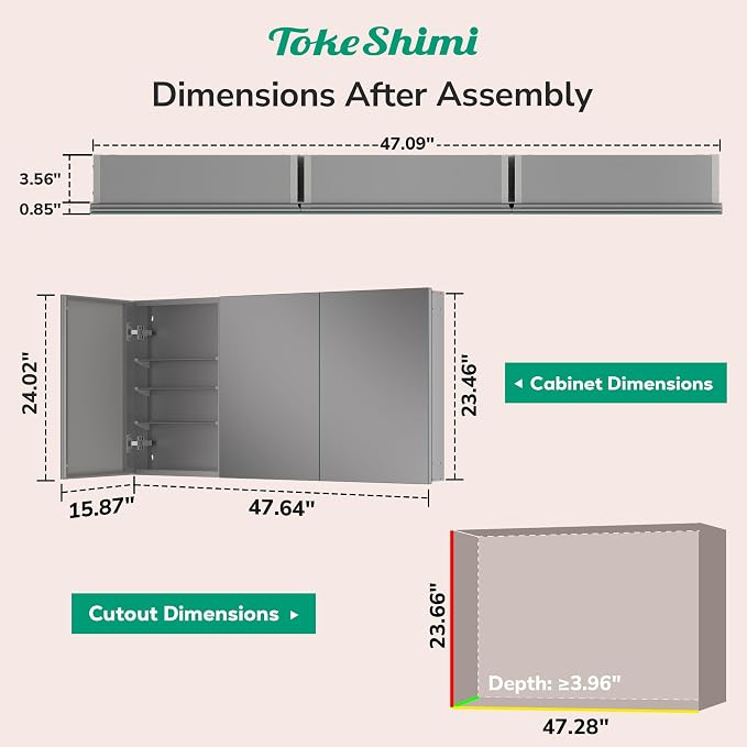 TokeShimi 48x24 Bathroom Medicine Cabinet - Image 2