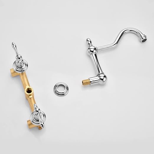 sumerain Vintage Tub Faucet Wall Mount Bathtub Faucet 3 Hole 8 Inches Center - Image 7