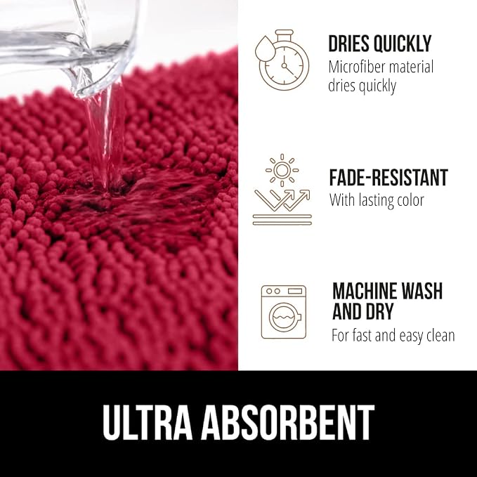 GORILLA GRIP Bath Rug Mat, Thick Soft Absorbent Chenille, Quick Dry Microfiber - Image 4
