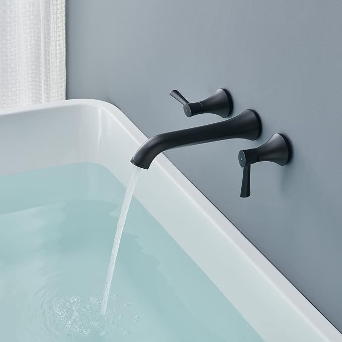 Tub Faucet Wall Mount Roman Tub Filler Black Brass Bathtub Faucets - Image 3