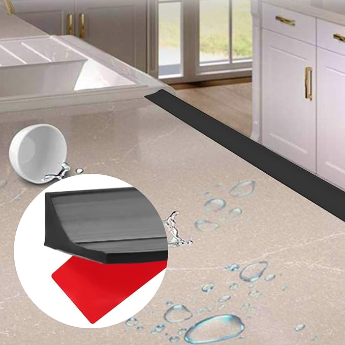 New Collapsible Shower Threshold Water Dam, Self Adhesive Silicone Waterproof - Image 3