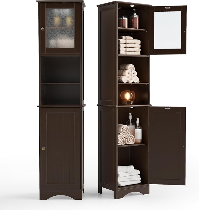 Gizoon Tall Bathroom Storage Tower, Freestanding Linen Cabinet by Gizoon