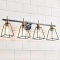 Industrial Bathroom Vanity Lights: 4 Light Black and Gold Vintage Metal Cage by HAHZT