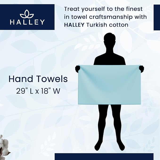 HALLEY Turkish 4 Pack Premium Hand Towels 650 GSM Highly Absorbent Super Soft - Image 3