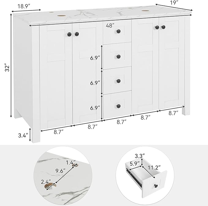 48 inch White Bathroom Vanity - Image 2