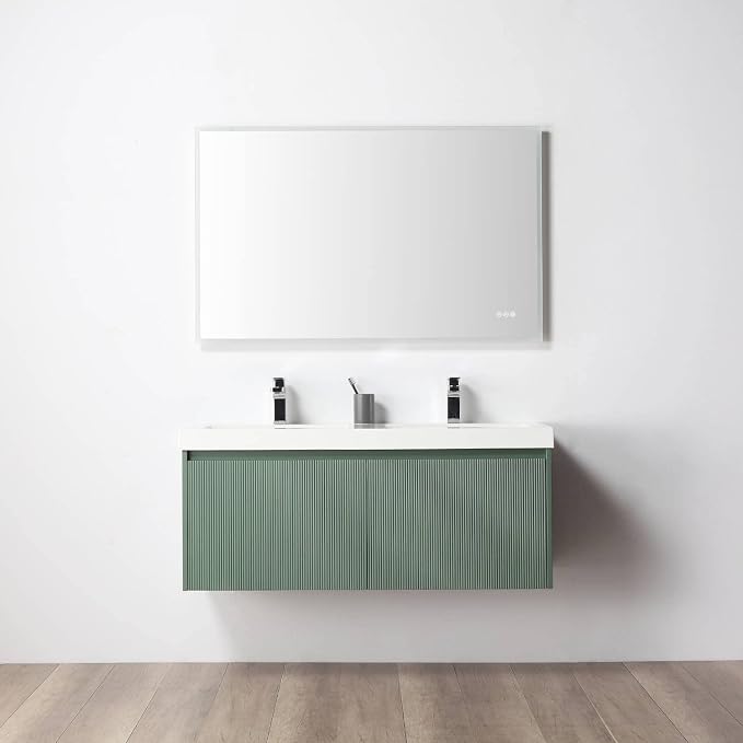 Blossom 48 Inch Double Sink Bathroom Vanity, All Wood Wall Mounted Floating - Image 3