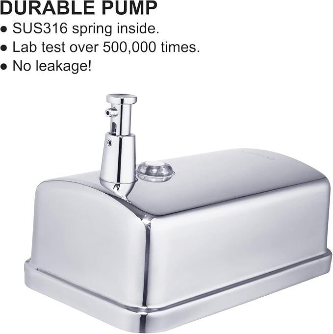 Commercial Soap Dispenser Wall Mount Stainless Steel Manual Liquid Pump - Image 4