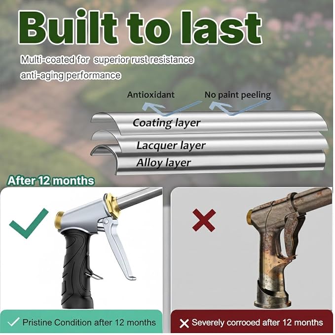 Garden Hose Nozzle Sprayer High Pressure Garden Hose Nozzle Heavy Duty Water - Image 2