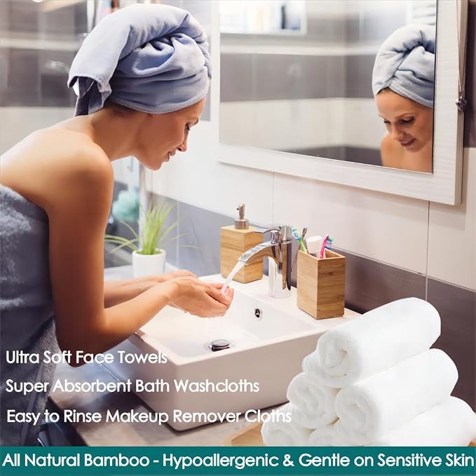 JEFFSUN Face Towels 6 Pack, 13x13 inch Extra Large White Wash Cloths on - Image 5