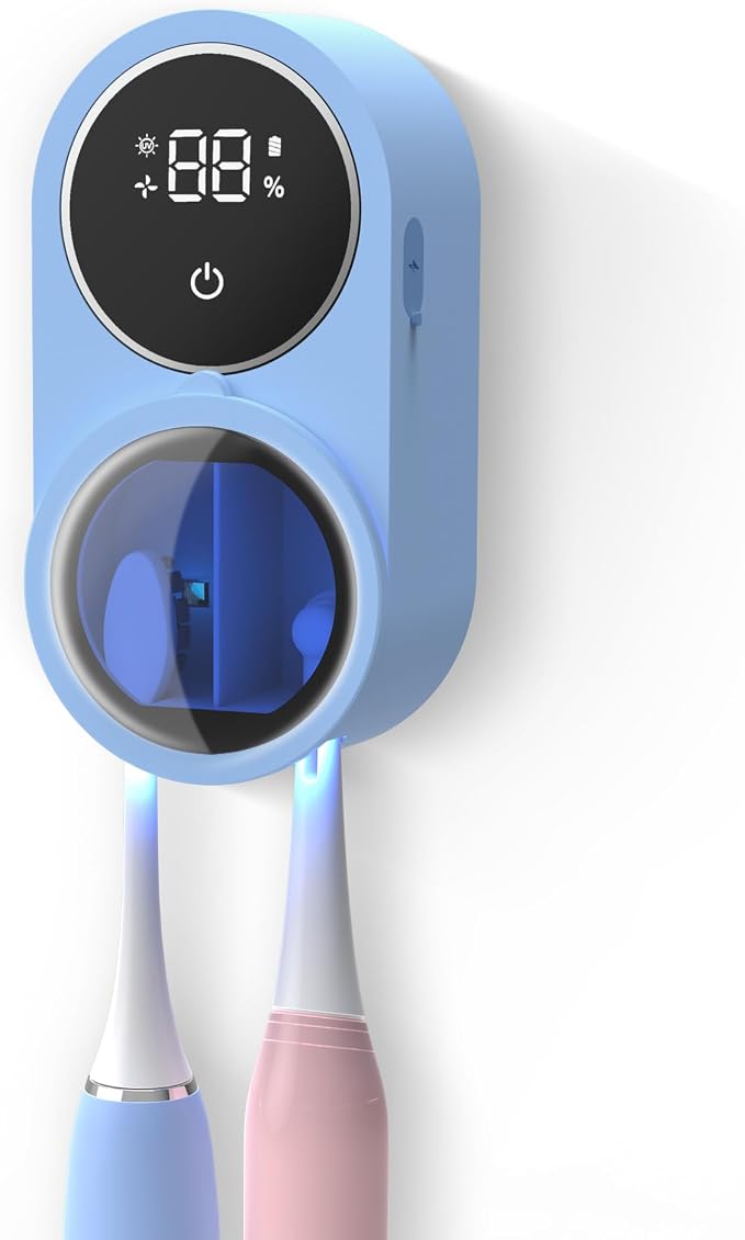 Toothbrush Holder and Cleaner for Bathroom Light Cleaning Fan Drying Round in by Unknown