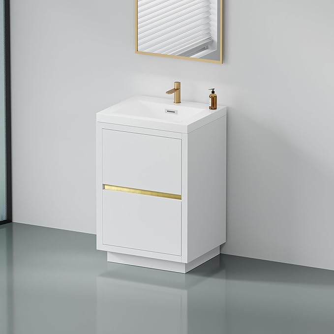 24 Inch Bathroom Vanity with Sink, Single Sink Bathroom Vanity, Freestanding by VUMALL