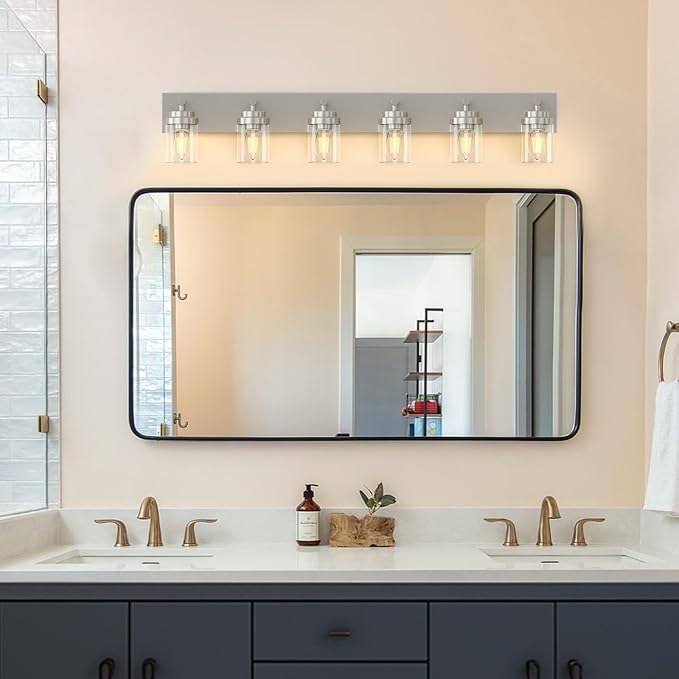 IZORRO Bathroom Vanity Light Fixture, 6-Light 43 Inch Brushed Nickel Bathroom - Image 5