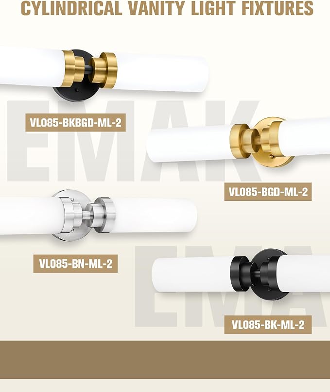 Emak 2 Pack Brushed Gold Bathroom Light Fixtures, 2 Light Bathroom Vanity Light - Image 6