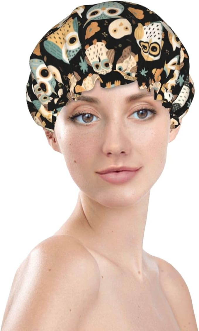 Women Girls Double Layers Waterproof Shower Caps EVA Bath Hats - Image 3