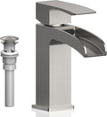 Brushed Nickel Bathroom Faucet Waterfall, Vanity Faucet Brass by LAVATRUM