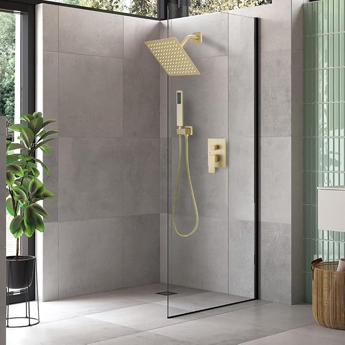 Brushed Gold Shower System 8 Inch Bathroom Luxury Rain Mixer Shower Combo Set - Image 2