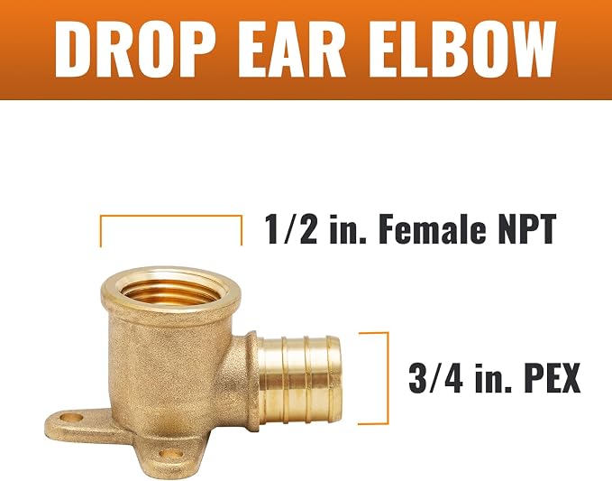 SUNGATOR 2-Pack PEX 3/4" x 1/2" Female NPT Drop Ear Elbow, from PEX B to - Image 2