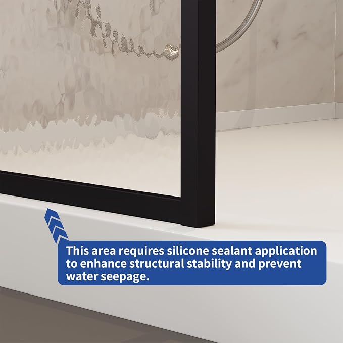 Dimaris Shower Door 30" X 78" Tempered Fluted Glass Framed Shower Screen Shower - Image 4