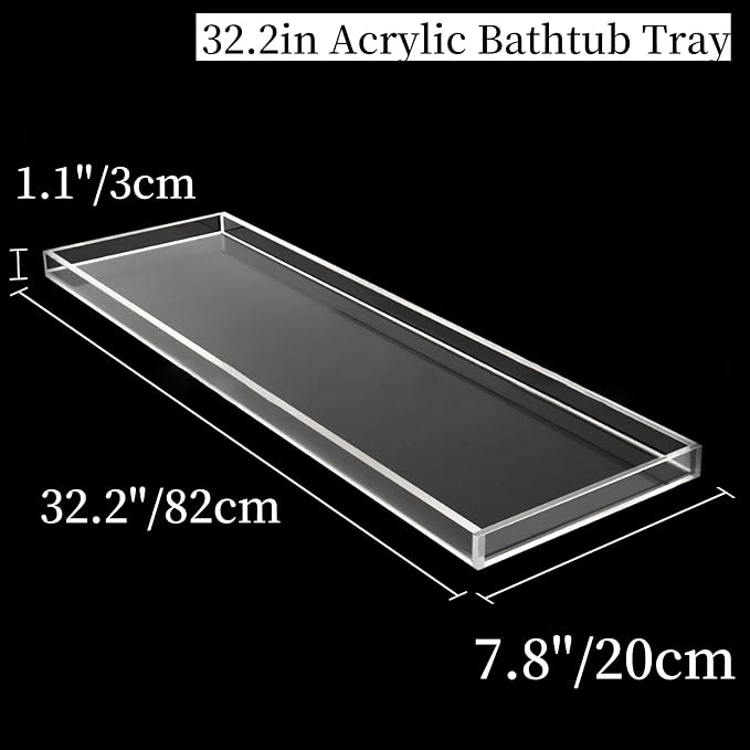 Acrylic Bathtub Tray, 32.28in Clear Bath Caddy, Bathroom Caddy Tray - Image 2